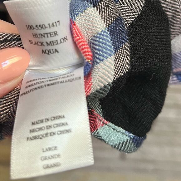 Rails Hunter Melon Aqua & Black Plaid Button Down shirt Large - Picture 6 of 9